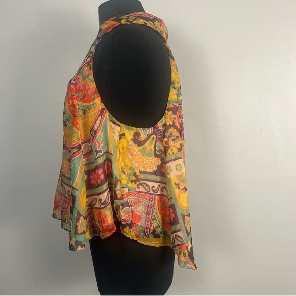 FREE PEOPLE Strawberry Tank Meadow Combo Flowy Lined Bohemian Tank - Size S - Picture 3 of 7